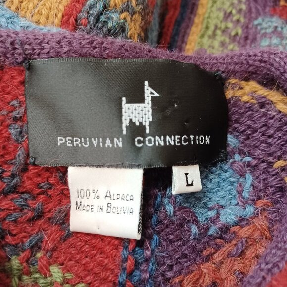 Peruvian Connection Cardigan Sweater 100% Alpaca Button Front Womens Large - Picture 5 of 13